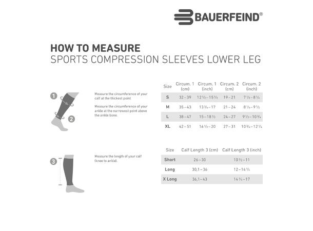 Bauerfeind Sports Comp Sleeves Legg Hvit, Small, Kort 