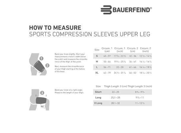 Bauerfeind Sports Comp Sleeves Lår Hvit, Small, Kort 