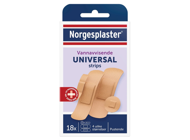 Norgesplaster Universal Strips 18 Stk Vannavvisende