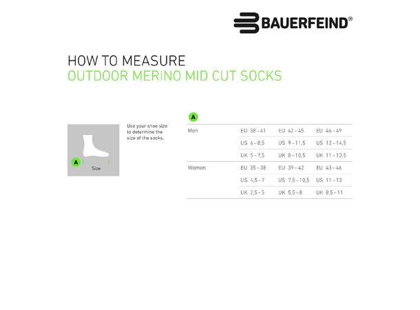 Bauerfeind Outdoor Merino Mid Cut Socks Dame, Herbal Green, Str. 35-38