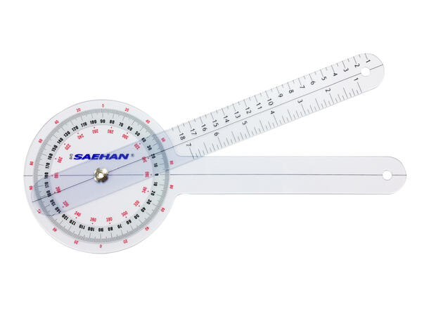 Vinkelmåler/Goniometer 30 cm Pleksiglass 0° til 360° pr 1°