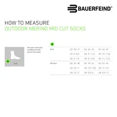 Bauerfeind Outdoor Merino Mid Cut Socks Dame, Herbal Green, Str. 35-38