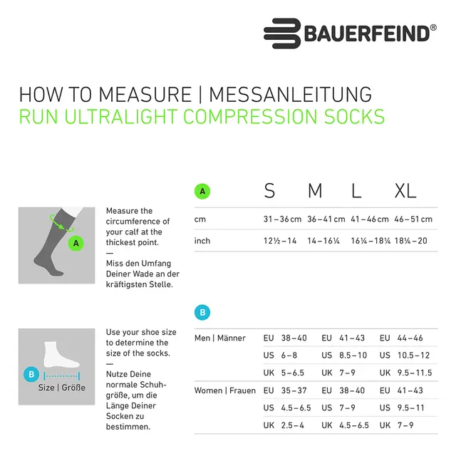 Bauerfeind Ultralight Compression Socks Dame, Sort, 35-37 Medium 
