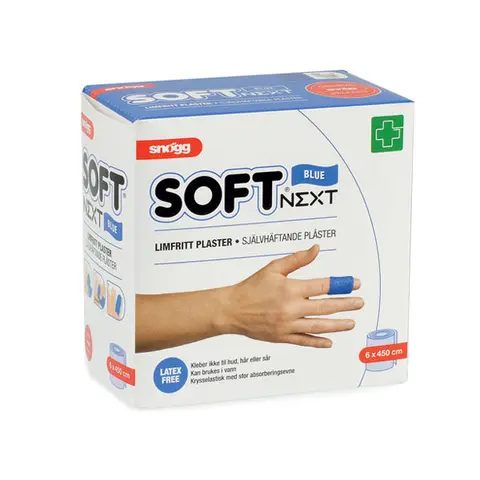 Sn&#248;gg Soft NEXT 6 cm x 4,5 m Bl&#229; Limfritt plaster - Lateksfri