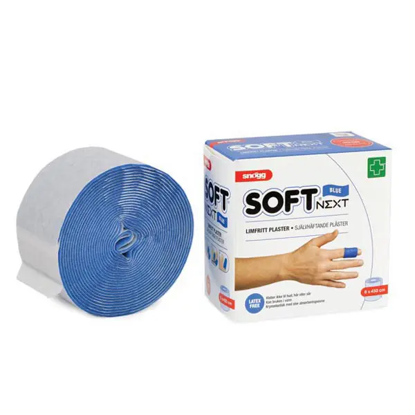 Snøgg Soft NEXT 6 cm x 4,5 m Blå Limfritt plaster - Lateksfri 