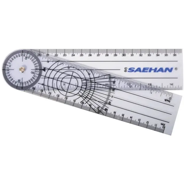 Vinkelmåler/ Goniometer Rulong 20 cm. Plexiglass. 0° til 360° pr 2° 