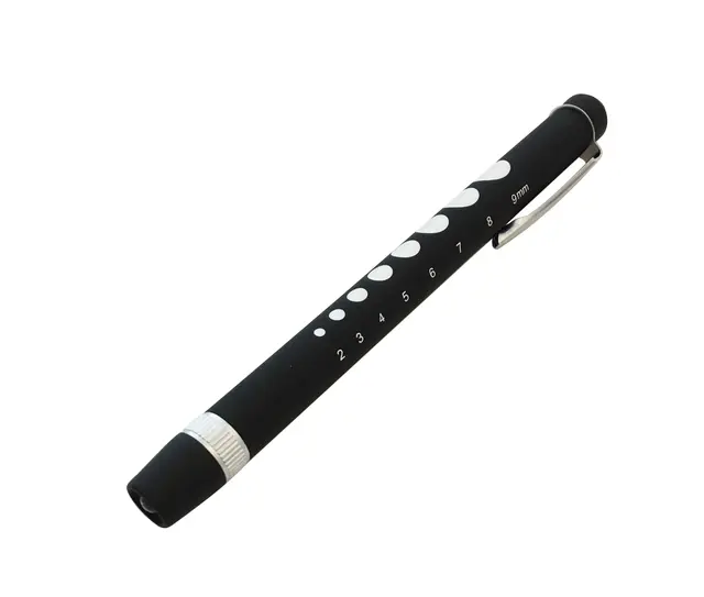 Pennelykt Med Puppilskala. Metall. LED Forkrommet Messing i Etui 